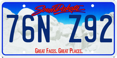 SD license plate 76NZ92