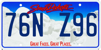 SD license plate 76NZ96