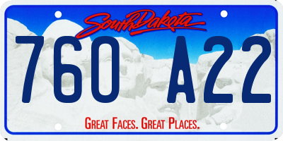 SD license plate 76OA22