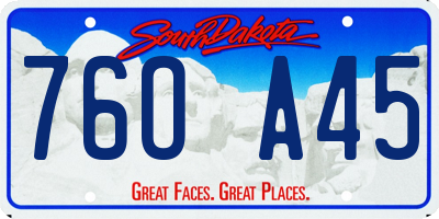 SD license plate 76OA45