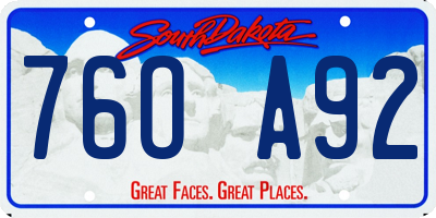 SD license plate 76OA92