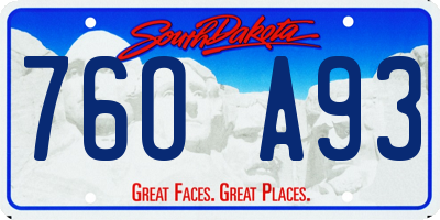 SD license plate 76OA93