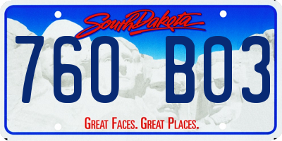 SD license plate 76OB03