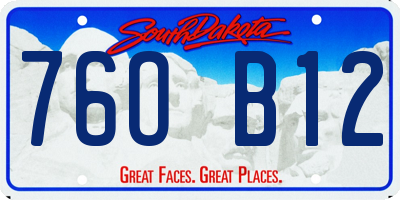 SD license plate 76OB12