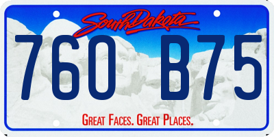 SD license plate 76OB75