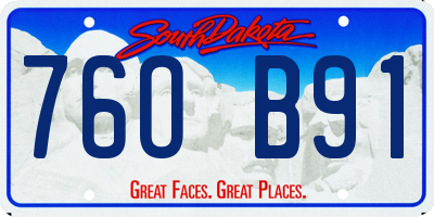 SD license plate 76OB91