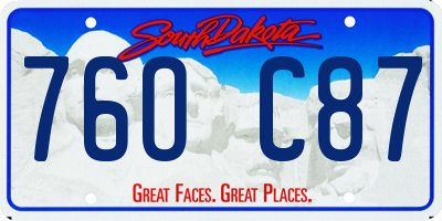 SD license plate 76OC87