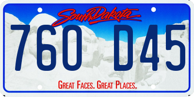 SD license plate 76OD45