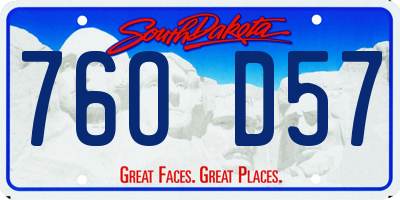 SD license plate 76OD57