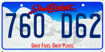 SD license plate 76OD62