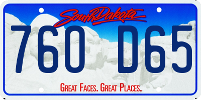 SD license plate 76OD65