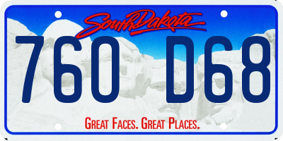 SD license plate 76OD68