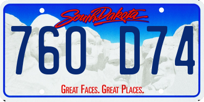 SD license plate 76OD74