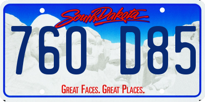 SD license plate 76OD85