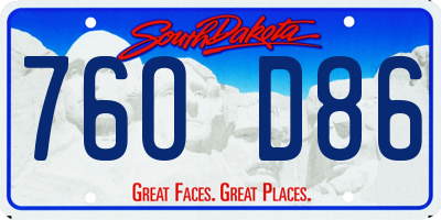 SD license plate 76OD86