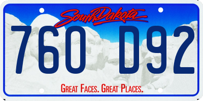 SD license plate 76OD92
