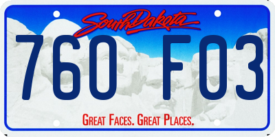 SD license plate 76OF03