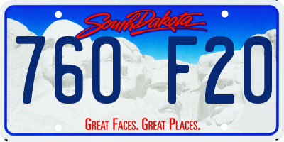 SD license plate 76OF20
