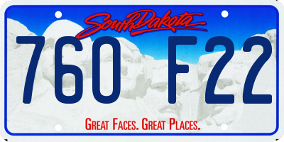 SD license plate 76OF22