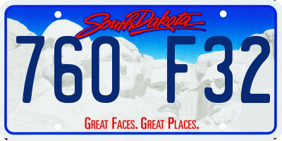 SD license plate 76OF32