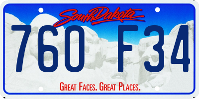 SD license plate 76OF34