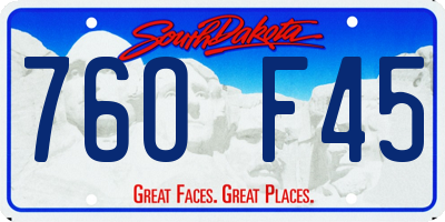 SD license plate 76OF45