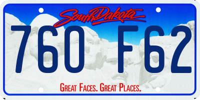 SD license plate 76OF62