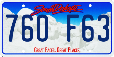 SD license plate 76OF63