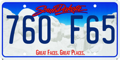 SD license plate 76OF65