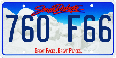 SD license plate 76OF66