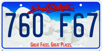 SD license plate 76OF67