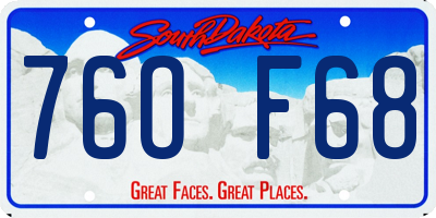 SD license plate 76OF68