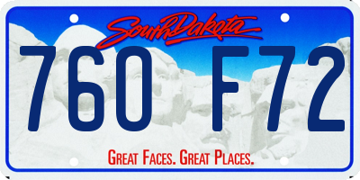 SD license plate 76OF72
