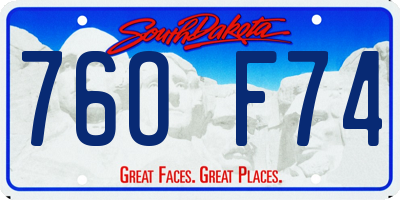 SD license plate 76OF74