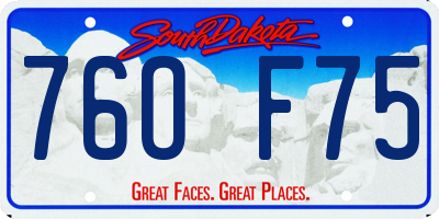 SD license plate 76OF75
