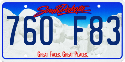 SD license plate 76OF83