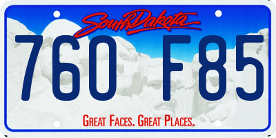 SD license plate 76OF85