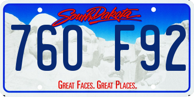 SD license plate 76OF92