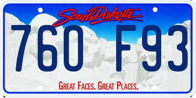 SD license plate 76OF93
