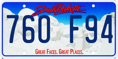 SD license plate 76OF94
