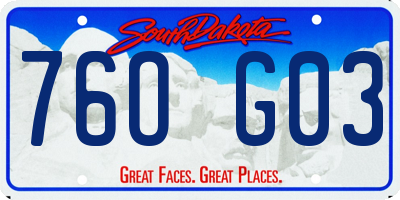 SD license plate 76OG03