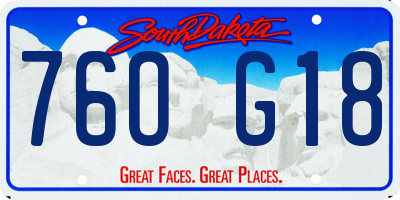 SD license plate 76OG18