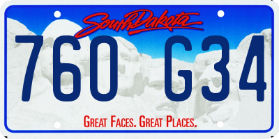 SD license plate 76OG34