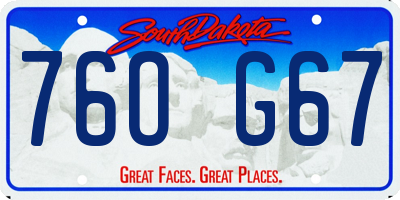 SD license plate 76OG67