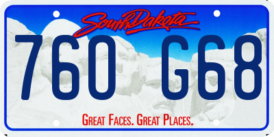 SD license plate 76OG68