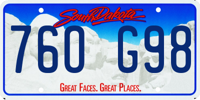 SD license plate 76OG98