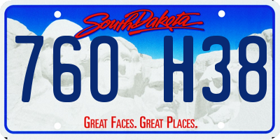SD license plate 76OH38