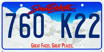 SD license plate 76OK22