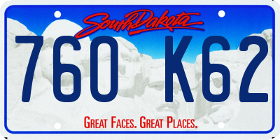 SD license plate 76OK62