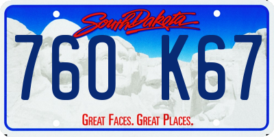 SD license plate 76OK67